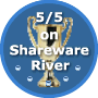 Top score of 5 stars on sharewareriver.com