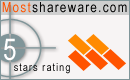 Top score of 5 stars on mostshareware.com